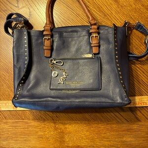 Marc New York Navy and Tan Satchel